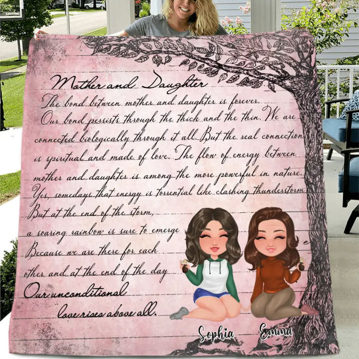 Custom Personalized Mom & Daughter Quilt/ Fleece Throw Blanket - Mother's Day Gift Idea To Mom - Our Unconditional Love Rises Above All