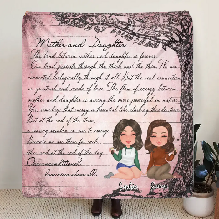 Custom Personalized Mom & Daughter Quilt/ Fleece Throw Blanket - Mother's Day Gift Idea To Mom - Our Unconditional Love Rises Above All