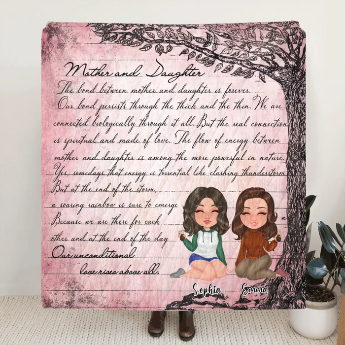 Custom Personalized Mom & Daughter Quilt/ Fleece Throw Blanket - Mother's Day Gift Idea To Mom - Our Unconditional Love Rises Above All