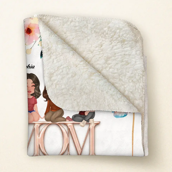 Custom Personalized Mom & Children Quilt/ Fleece Throw Blanket - Upto 3 People - Mother's Day Gift Idea To Mom - It Reminds You How Much We Love You