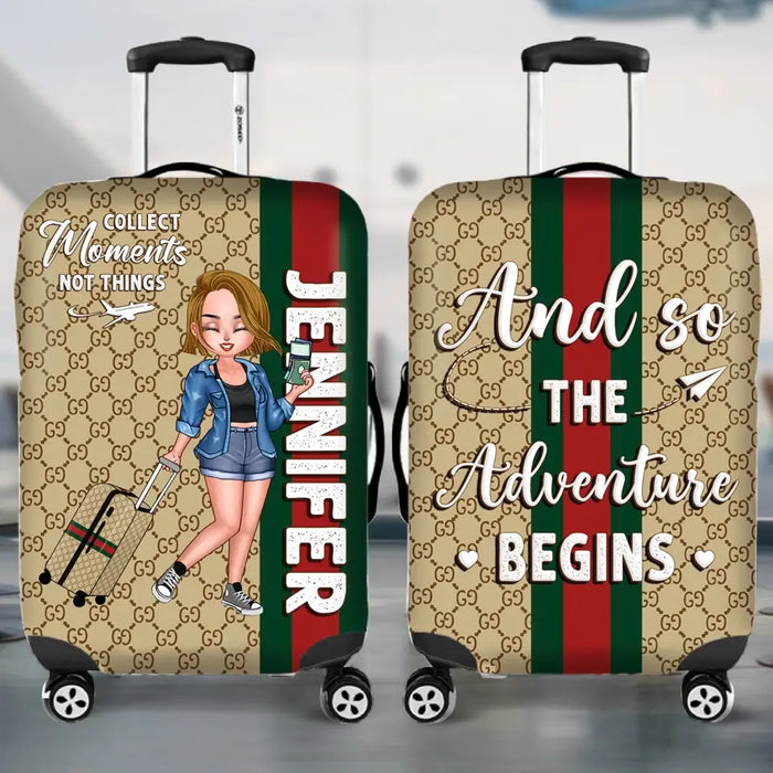 Personalized Traveling Girl Luggage Cover - Gift For Girl/Traveling Lovers - Travel Is My Therapy