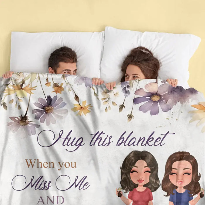 Custom Personalized Mom & Daughter Quilt/ Fleece Throw Blanket - Mother's Day Gift Idea For Mom - Hug This Blanket