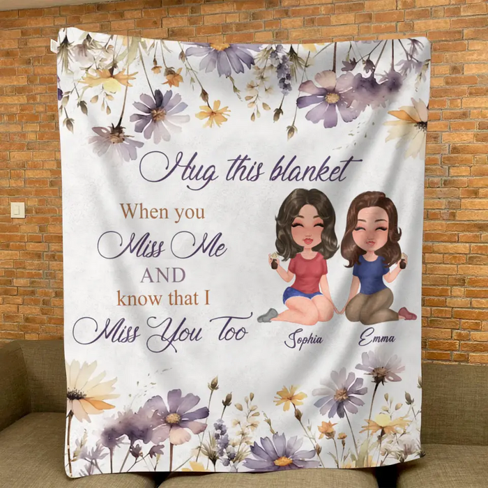 Custom Personalized Mom & Daughter Quilt/ Fleece Throw Blanket - Mother's Day Gift Idea For Mom - Hug This Blanket