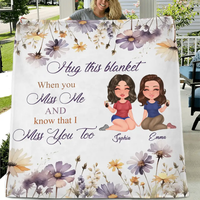 Custom Personalized Mom & Daughter Quilt/ Fleece Throw Blanket - Mother's Day Gift Idea For Mom - Hug This Blanket