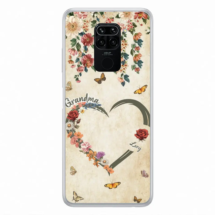 Custom Personalized Floral Heart Grandma Mom Vintage Birth Month Flower Phone Case - Up to 10 Kids - Mother's Day Gift Idea for Mom/Grandma - Case For Xiaomi/ Oppo/ Huawei