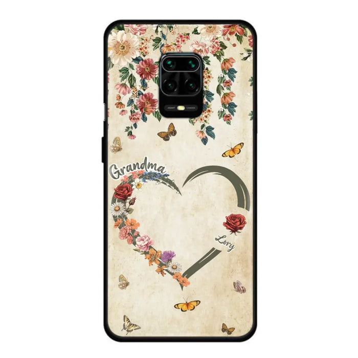 Custom Personalized Floral Heart Grandma Mom Vintage Birth Month Flower Phone Case - Up to 10 Kids - Mother's Day Gift Idea for Mom/Grandma - Case For Xiaomi/ Oppo/ Huawei