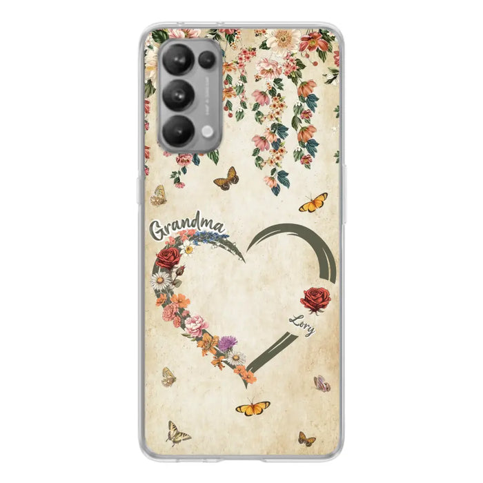 Custom Personalized Floral Heart Grandma Mom Vintage Birth Month Flower Phone Case - Up to 10 Kids - Mother's Day Gift Idea for Mom/Grandma - Case For Xiaomi/ Oppo/ Huawei