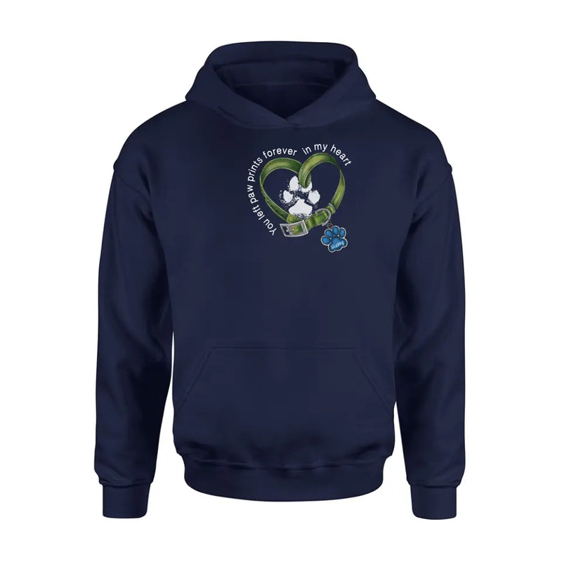 Personalized Dog T-shirt/Hoodie - Memorial Gift Idea For Dog Lover/Father's Day/Mother's Day - You Left Paw Prints Forever In My Heart