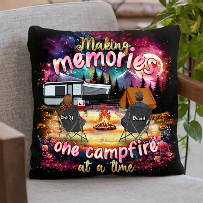 Custom Personalized Camping Quilt/Fleece Throw Blanket/Pillow Cover - Gift Idea For Family/Camping Lover - Making Memories One Campfire At A Time