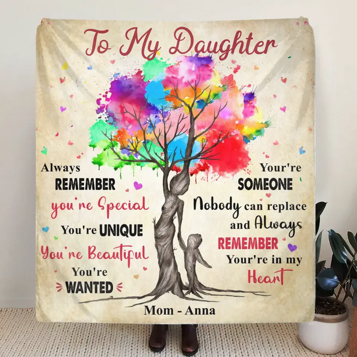 Custom Personalized To My Daughter Quilt/ Fleece Throw Blanket/Pillow Cover - Gift Idea From Mother To Daughter - Always Remember You're Special