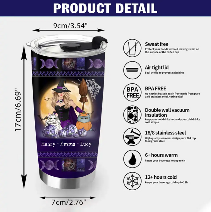 Custom Personalized Halloween Witch Tumbler - Gift Idea For Halloween/Witch Lovers/Pet Lovers - Witch By Nature Bitch By Choice