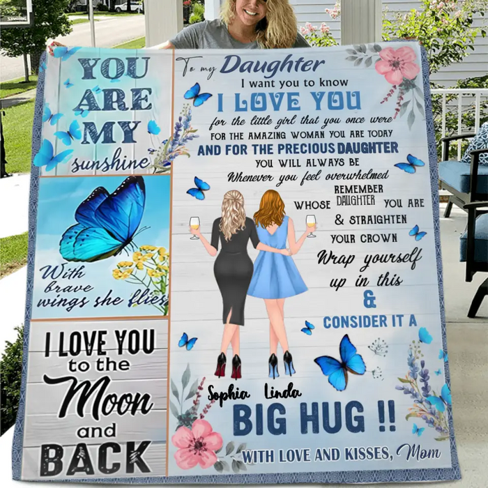 Custom Personalized To My Daughter Quilt/ Fleece Throw Blanket - Gift Idea From Mother To Daughter - You're My Sunshine