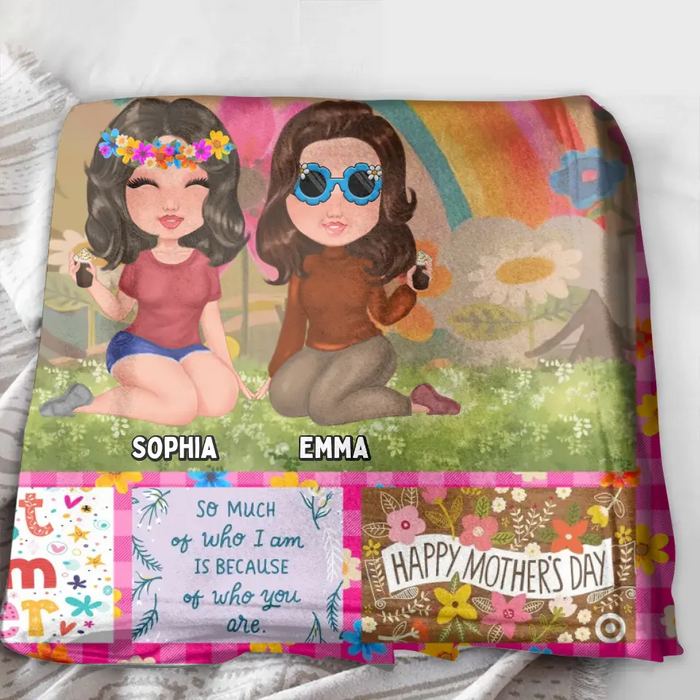 Custom Personalized Mom & Daughter Quilt/ Fleece Throw Blanket - Mother's Day Gift Idea To Mom - Mother And Daughter A Bond That Can Never Be Broken