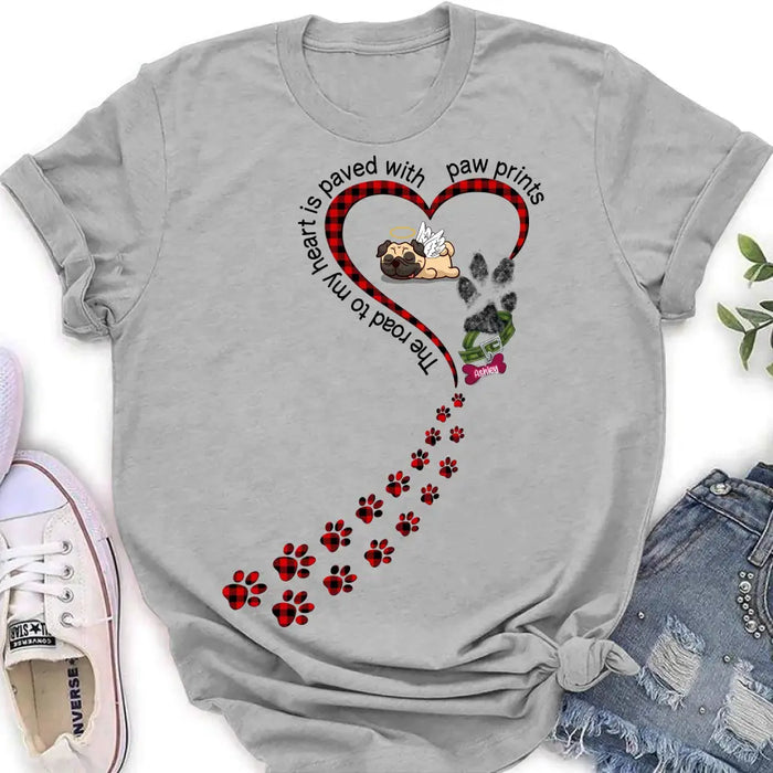 Personalized Dog Shirt/ Hoodie - Memorial Gift Idea For Dog Lover/ Mother's Day/Father's Day - The Road To My Heart Is Paved With Paw Prints