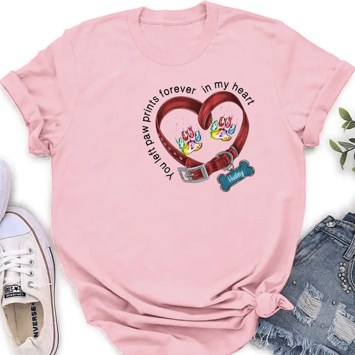 Custom Personalized Dog Collar Rainbow Print Shirt/ Hoodie - Gift Idea For Dog Lover/ Mother's Day/Father's Day - You Left Paw Prints Forever In My Heart