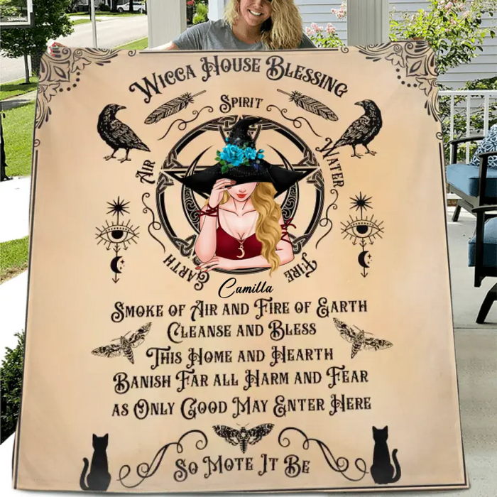 Custom Personalized Witch Quilt/ Fleece Throw Blanket - Halloween Gift Idea For Witch Lovers - Wicca House Blessing