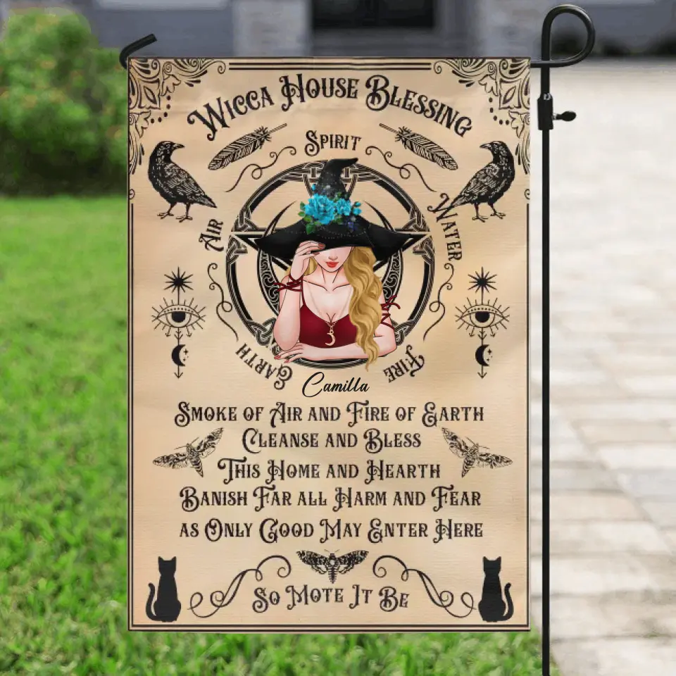 Custom Personalized Witch Flag Sign - Gifts Idea For Halloween - This Home Runs On Ancestral Protection Sage