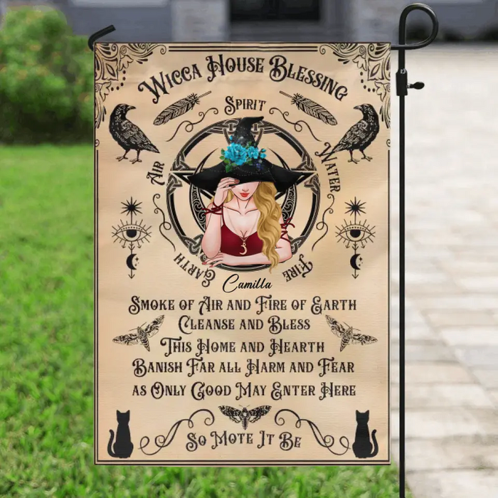 Custom Personalized Witch Flag Sign - Halloween Gift Idea For Witch Lovers - Wicca House Blessing