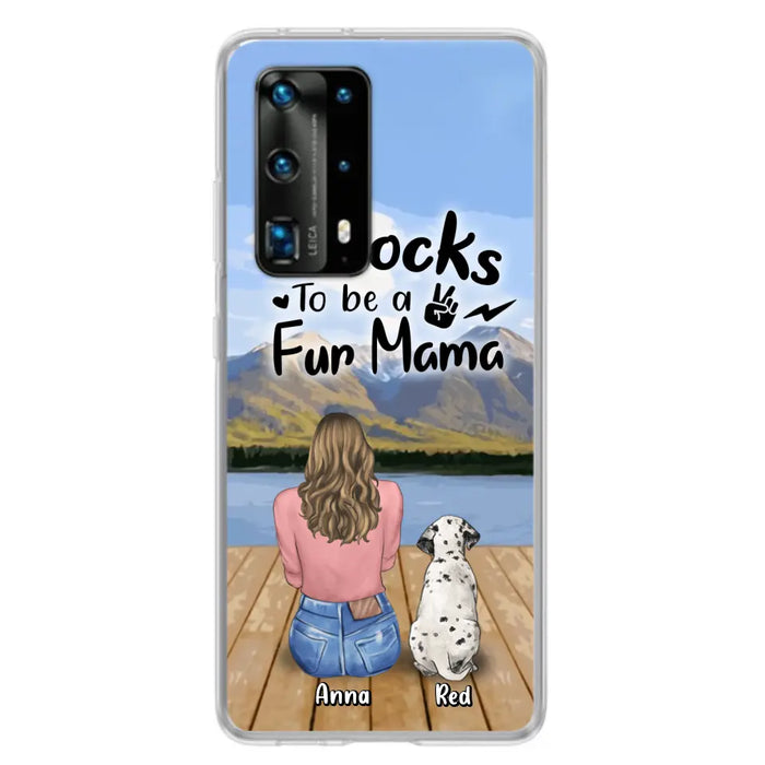 Custom Personalized Pet Mom/Pet Dad Phone Case - Gifts For Pet Lovers With Up to 4 Dogs/ Cats/ Rabbits - It Rocks To Be A Fur Mama - Case For Xiaomi/ Oppo/ Huawei