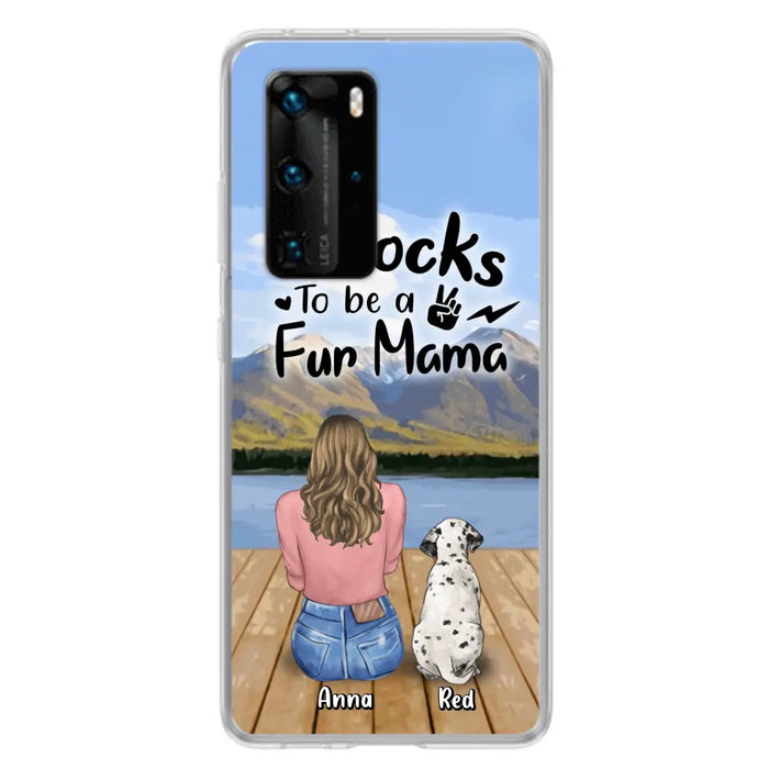 Custom Personalized Pet Mom/Pet Dad Phone Case - Gifts For Pet Lovers With Up to 4 Dogs/ Cats/ Rabbits - It Rocks To Be A Fur Mama - Case For Xiaomi/ Oppo/ Huawei