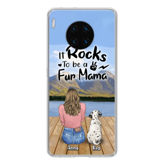 Custom Personalized Pet Mom/Pet Dad Phone Case - Gifts For Pet Lovers With Up to 4 Dogs/ Cats/ Rabbits - It Rocks To Be A Fur Mama - Case For Xiaomi/ Oppo/ Huawei