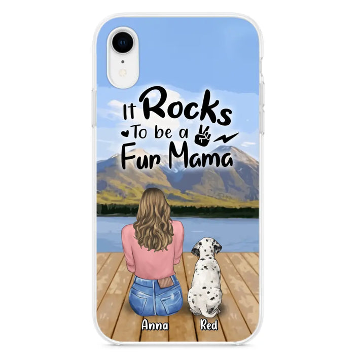 Custom Personalized Pet Mom/Pet Dad Phone Case - Gifts For Pet Lovers With Up to 4 Dogs/ Cats/ Rabbits - It Rocks To Be A Fur Mama