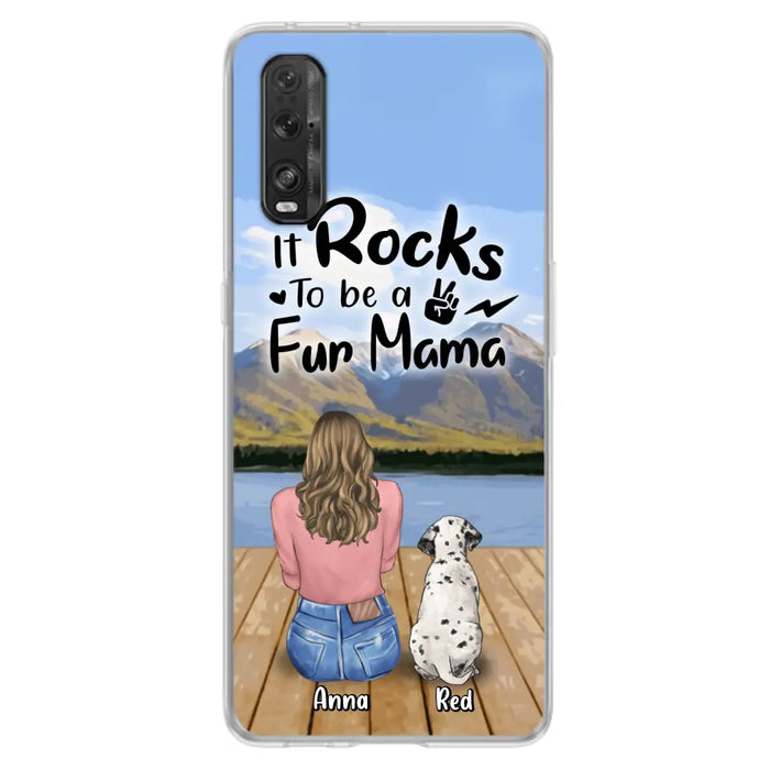 Custom Personalized Pet Mom/Pet Dad Phone Case - Gifts For Pet Lovers With Up to 4 Dogs/ Cats/ Rabbits - It Rocks To Be A Fur Mama - Case For Xiaomi/ Oppo/ Huawei