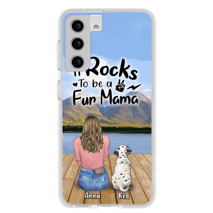 Custom Personalized Pet Mom/Pet Dad Phone Case - Gifts For Pet Lovers With Up to 4 Dogs/ Cats/ Rabbits - It Rocks To Be A Fur Mama