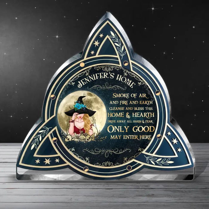 Custom Personalized Witch Acrylic Plaque - Gift Idea for Witch Lovers/Wicca Decor/Pagan Decor - Smoke Of Air And Fire And Earth Cleanse And Bless This Home & Hearth