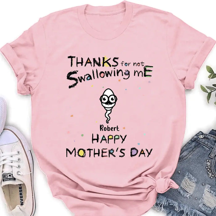 Custom Personalized Sperms Shirt/Hoodie - Gift Idea For Mother's Day - Upto 10 Sperms - Thanks For Not Swallowing Us