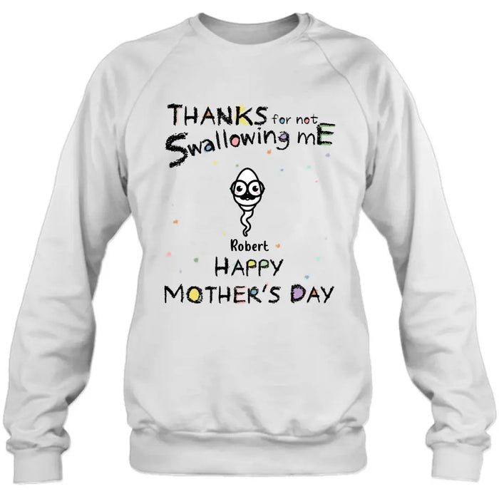 Custom Personalized Sperms Shirt/Hoodie - Gift Idea For Mother's Day - Upto 10 Sperms - Thanks For Not Swallowing Us