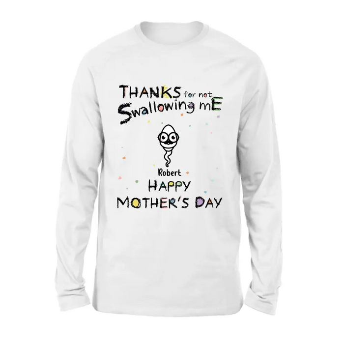 Custom Personalized Sperms Shirt/Hoodie - Gift Idea For Mother's Day - Upto 10 Sperms - Thanks For Not Swallowing Us