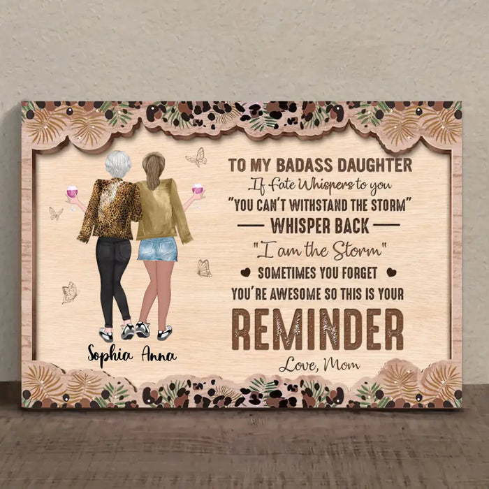 Custom Personalized Mother And Daughter 2 Layered Wooden Art - Gift Idea For Daughter - To My Badass Daughter