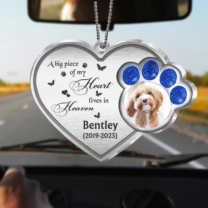 Personalized Memorial Heart Aluminum Ornament - Memorial Gift Idea For Pet Lover - Upload Photo - A Big Piece Of My Heart Lives In Heaven