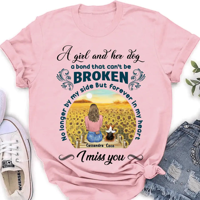 Personalized Pet Mom Shirt/ Hoodie - Gift Idea For Dog/Cat Lover/ Mother's Day - Upto 4 Pets - A Girl And Her Dog A Bond That Can't Be Broken