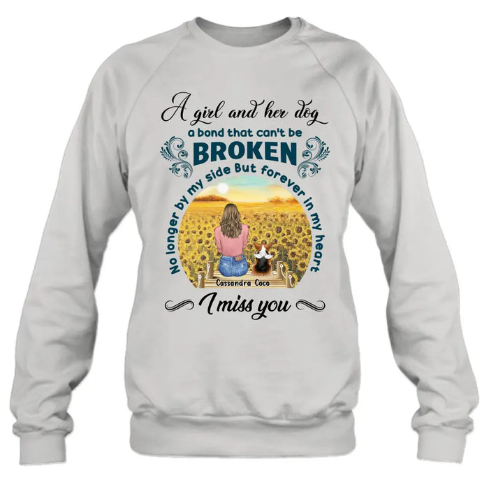 Personalized Pet Mom Shirt/ Hoodie - Gift Idea For Dog/Cat Lover/ Mother's Day - Upto 4 Pets - A Girl And Her Dog A Bond That Can't Be Broken