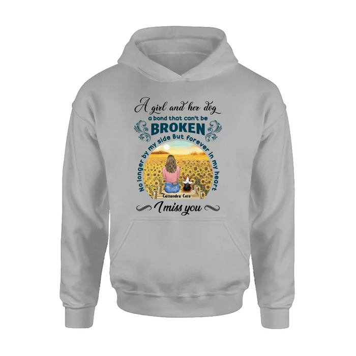 Personalized Pet Mom Shirt/ Hoodie - Gift Idea For Dog/Cat Lover/ Mother's Day - Upto 4 Pets - A Girl And Her Dog A Bond That Can't Be Broken