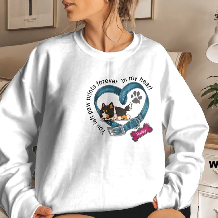 Custom Personalized Memorial Dog Collar Sweater - Memorial Gift Idea For Dog Lover/ Mother's Day/Father's Day - You Left Paw Prints Forever In My Heart