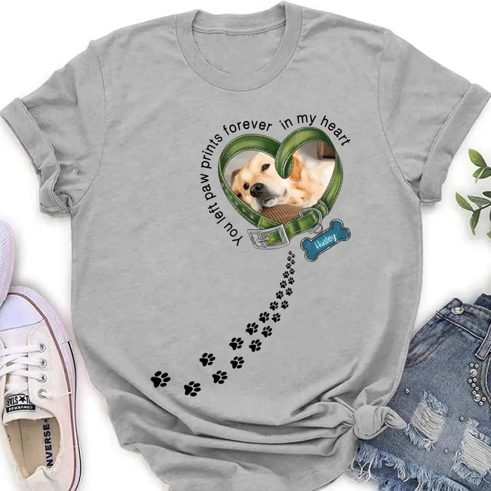 Custom Personalized Dog Photo Shirt/ Hoodie - Gift Idea For Dog Lover/ Mother's Day/Father's Day - You Left Paw Prints Forever In My Heart