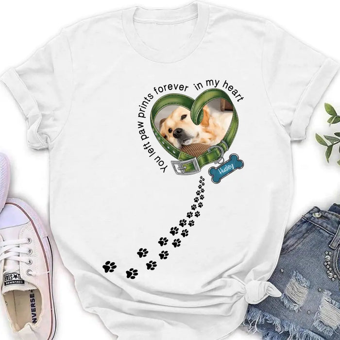 Custom Personalized Dog Photo Shirt/ Hoodie - Gift Idea For Dog Lover/ Mother's Day/Father's Day - You Left Paw Prints Forever In My Heart