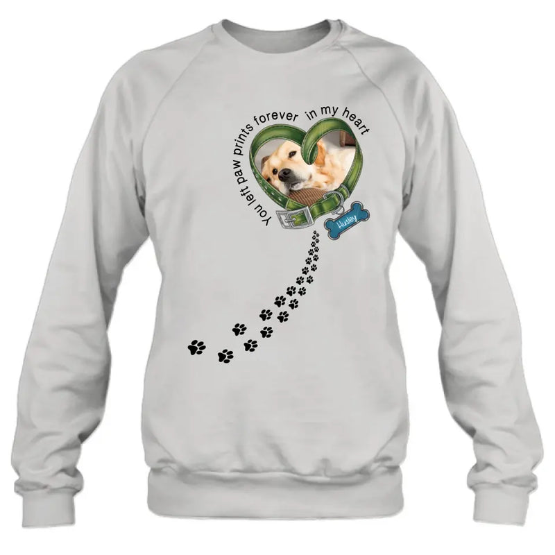 Personalized Dog Photo Shirt/Hoodie - Gift Idea For Dog Lover/Mother's Day/Father's Day - You Left Paw Prints Forever In My Heart