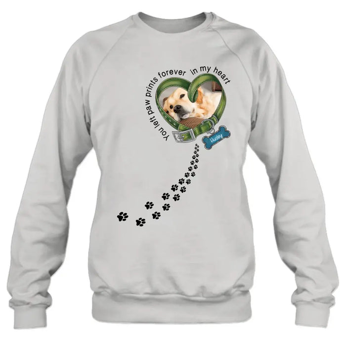 Custom Personalized Dog Photo Shirt/ Hoodie - Gift Idea For Dog Lover/ Mother's Day/Father's Day - You Left Paw Prints Forever In My Heart