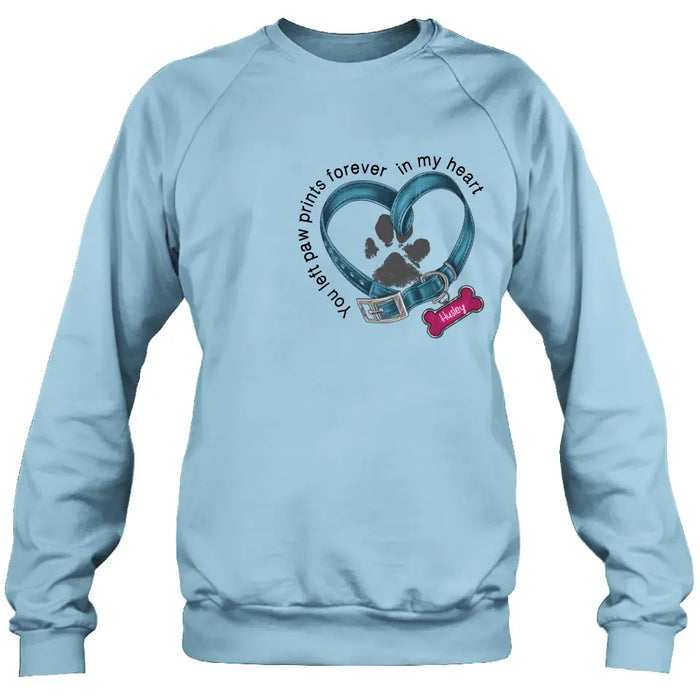 Custom Personalized Dog T-shirt/ Hoodie - Gift Idea For Dog Lover/ Mother's Day/Father's Day - You Left Paw Prints Forever In My Heart