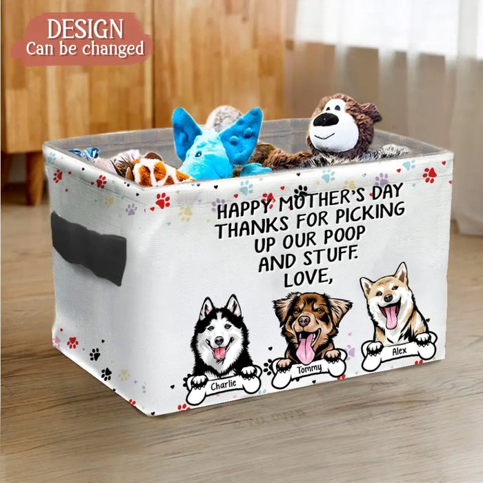 Custom Personalized Dog Storage Box - Upto 7 Dogs - Mother's Day Gift Idea for Dog Mom -  Thanks For Picking Up Our Poop And Stuff