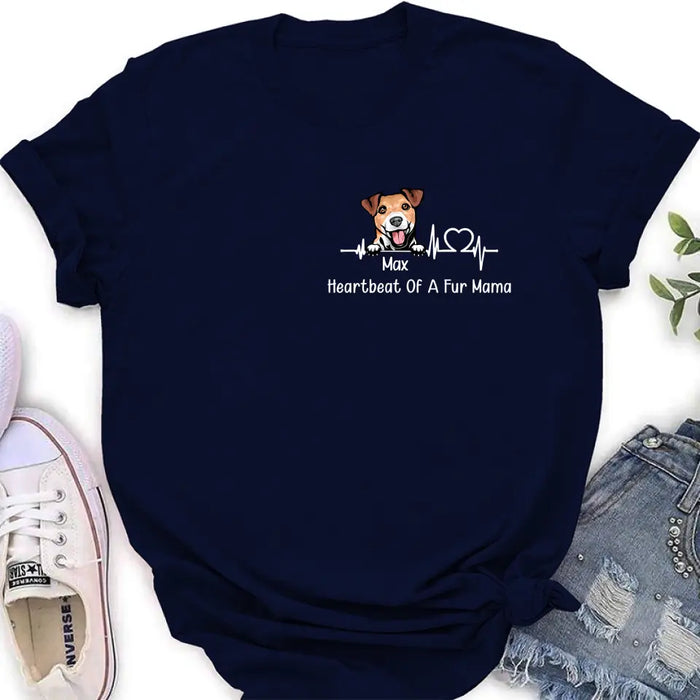 Custom Personalized Dog Shirt/ Hoodie - Gift Idea For Dog Lover/ Mother's Day/ Father's Day - Heartbeat Of A Fur Mama