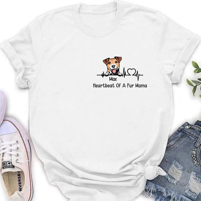 Custom Personalized Dog Shirt/ Hoodie - Gift Idea For Dog Lover/ Mother's Day/Father's Day - Heartbeat Of A Fur Mama