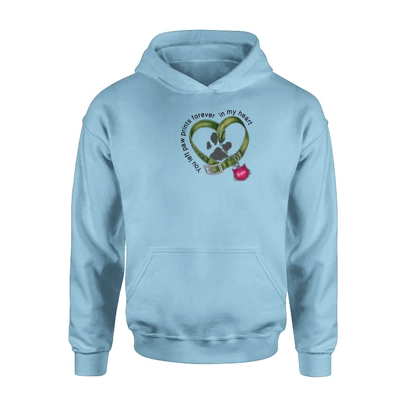 Personalized Memorial Cat Collar Pawprints T-shirt/Hoodie - Gift Idea For Cat Lover/Mother's Day/Father's Day - You Left Paw Prints Forever In My Heart