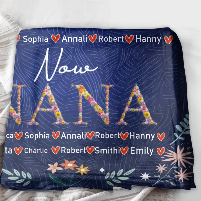 Custom Personalized Mom Grandma Quilt/ Fleece Throw Blanket - Gift Idea For Grandma/Mother's Day - Upto 5 Kids, 10 Grandkids - First Mom Now Nana