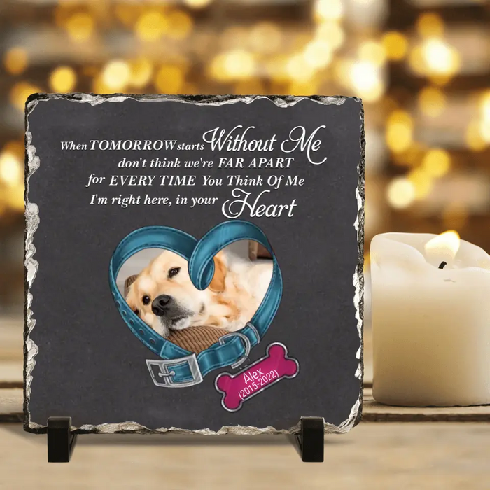 Custom Personalized Memorial Photo Square Lithograph - Gift Idea For Pet Lover - I'm Right Here, In Your Heart