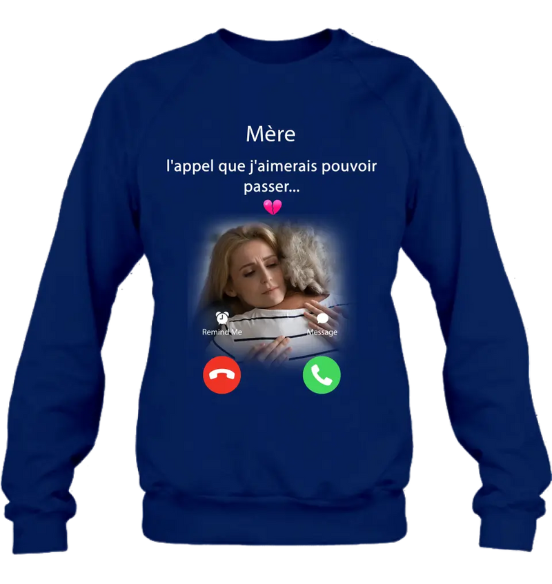 Sweat à capuche papa personnalisé - Télécharger une photo - Idée de cadeau commémoratif pour maman/papa - L'appel que j'aimerais pouvoir faire